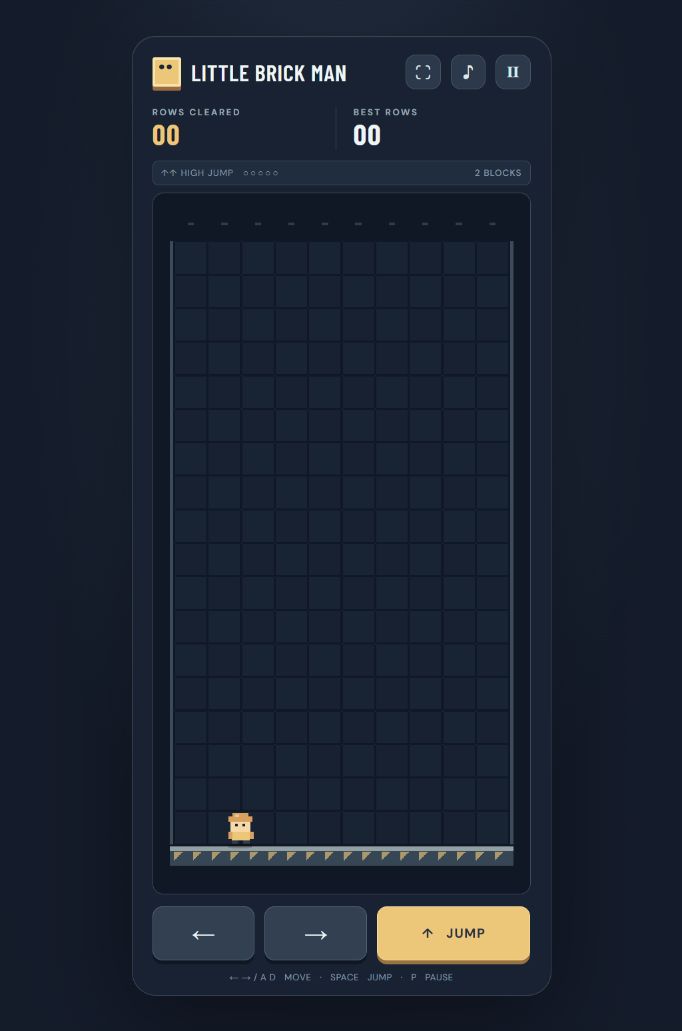 Little Brick Man gameplay with the builder on the brick grid